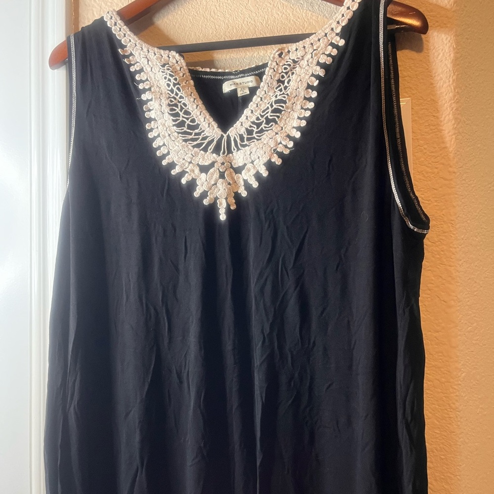 Max Studio Black Sleeveless Top with Lace Detail